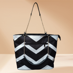 Black and White Zig Zag Woman Tote Bag