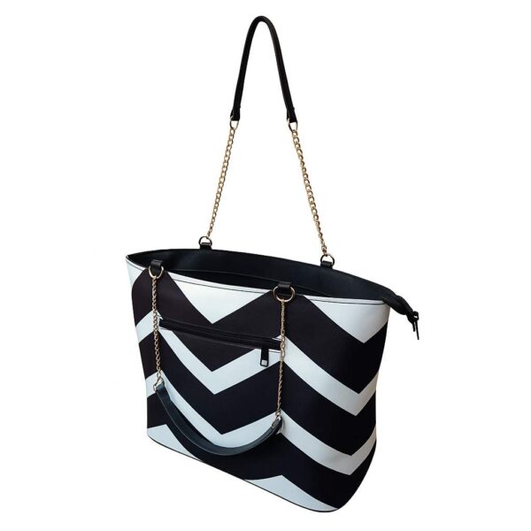 Black and White Zig Zag Woman Tote Bag - Image 2