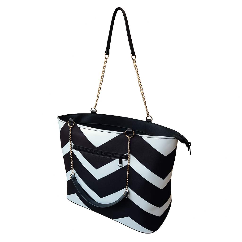 Black and White Zig Zag Woman Tote Bag