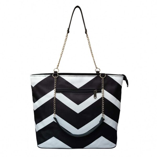 Black and White Zig Zag Woman Tote Bag
