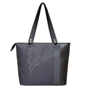 Black Minimal Side Leather Large Tote