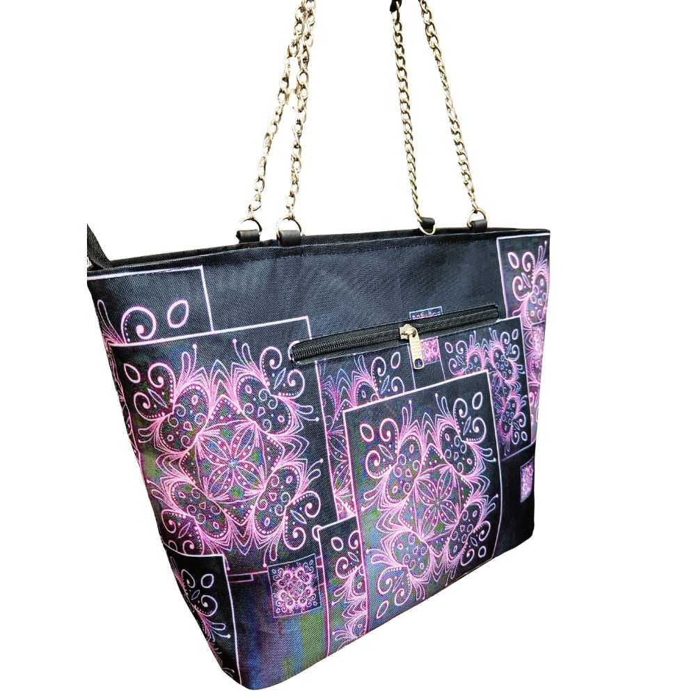 Purple Premium Printed Chained Large Tote