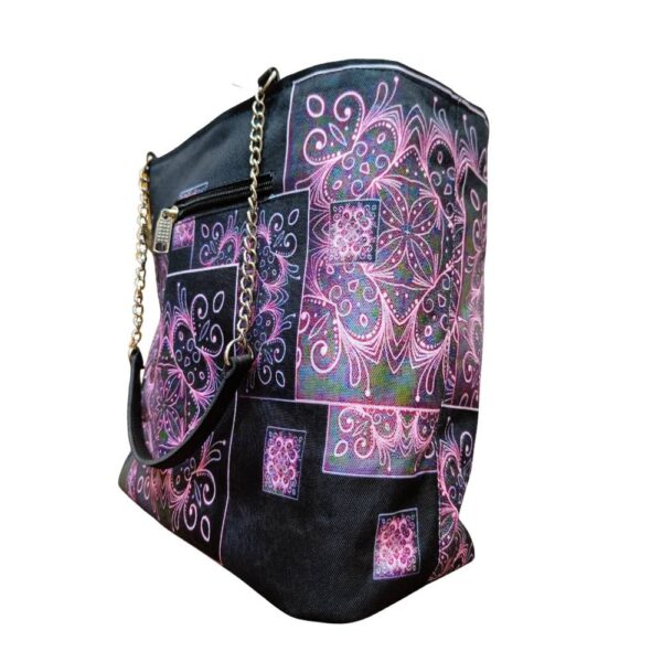 Purple Premium Printed Chained Large Tote - Image 3