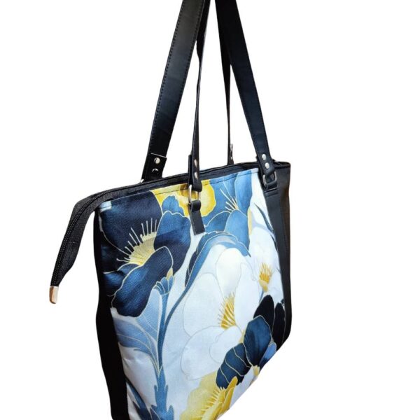 Large Side Leather Floral Tote - Image 3