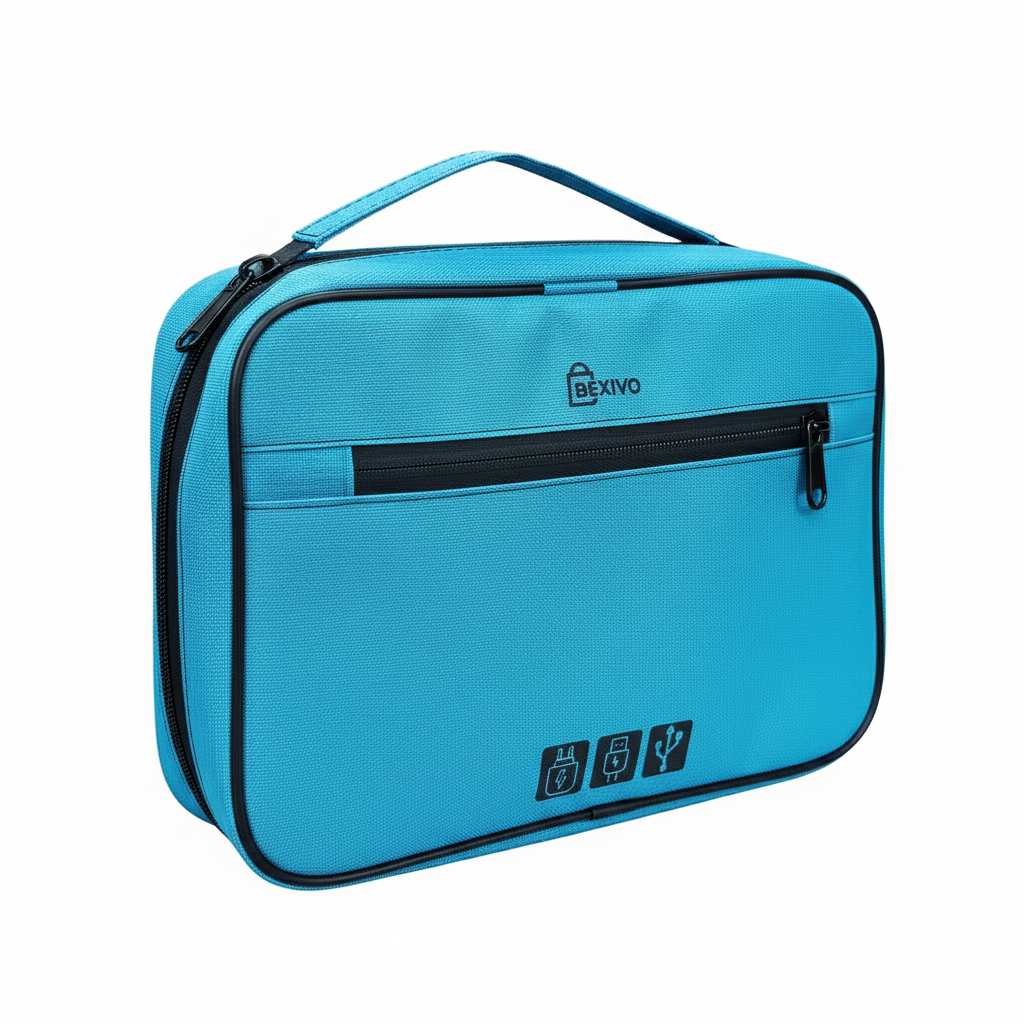 Large Waterproof Tech Organizer Pouch (Blue) - Image 3