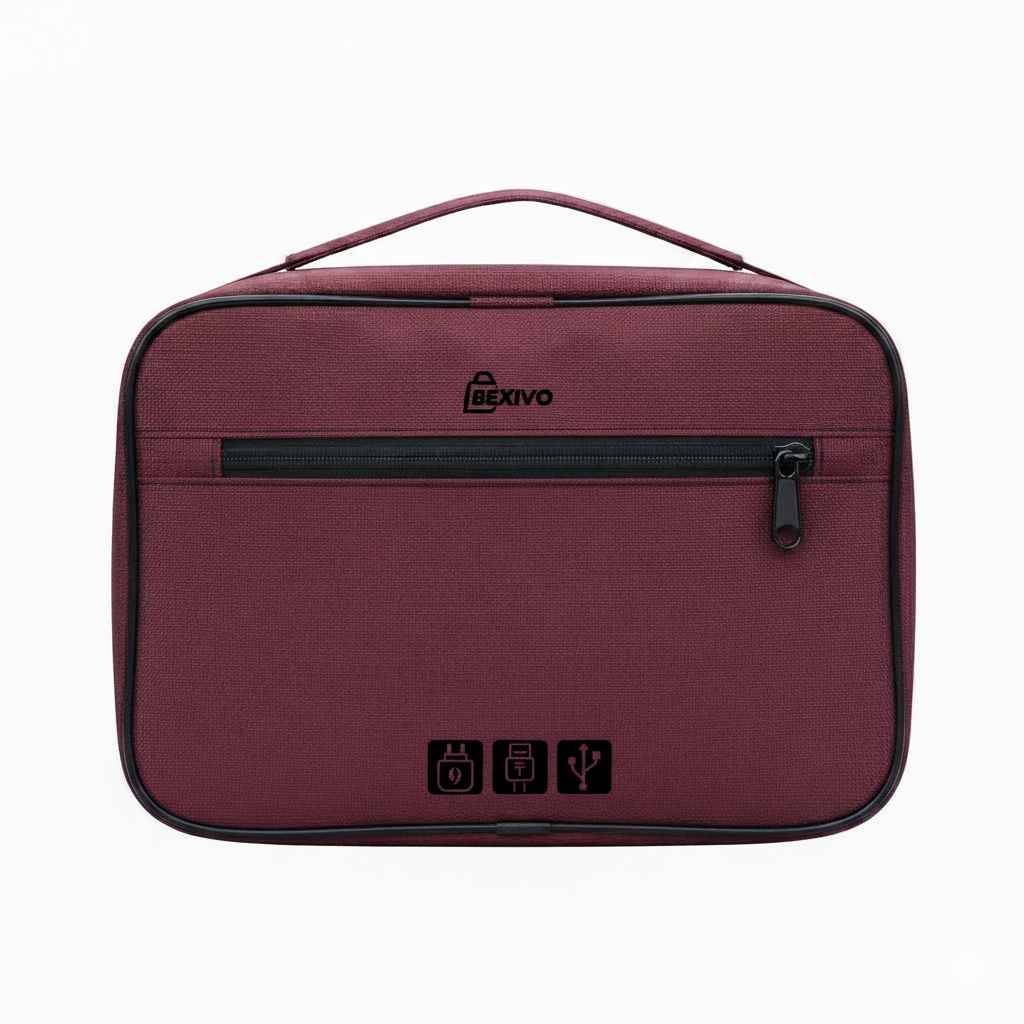 Large Waterproof Tech Organizer Pouch (Maroon)
