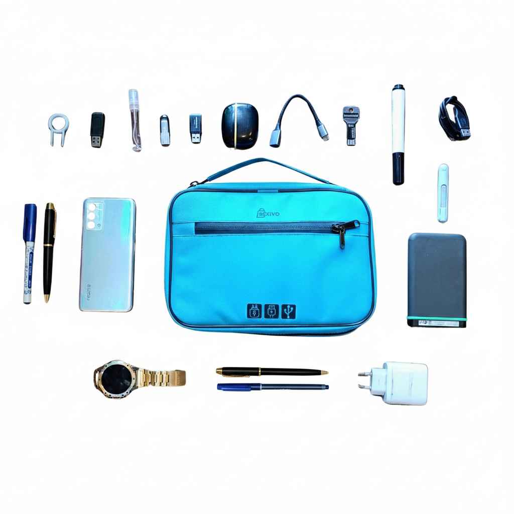 Large Waterproof Tech Organizer Pouch (Blue)